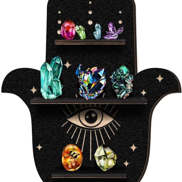 HAMSA Evil Eye Hand Protection Boho Bohemian Buddha Home Decor Wall Shel… - Picture 3 of 4